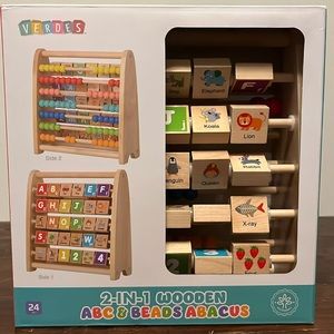 2 in 1 wooden ABC and beads abacus